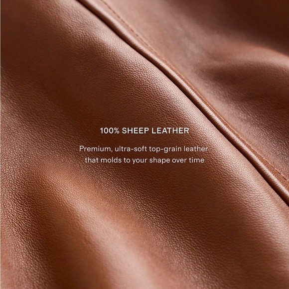 NWT Quince Leather Stand- Collar Jacket in Cognac - Picture 6 of 16